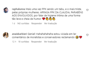 Alguns usuários elogiam a campanha da PPK da Claudia, da Gillette Venus