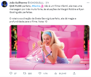 Ator João Guilherme elogia o filme Barbie