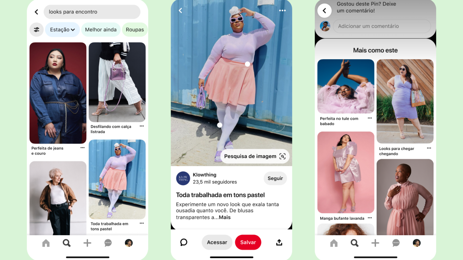 Feed do Pinterest com nova ferramenta de busca