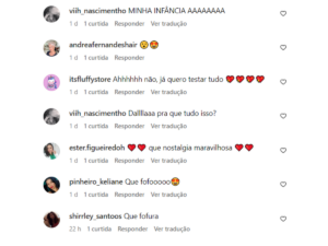 Comentários sobre as novas maquiagens da Dalla no Instagram