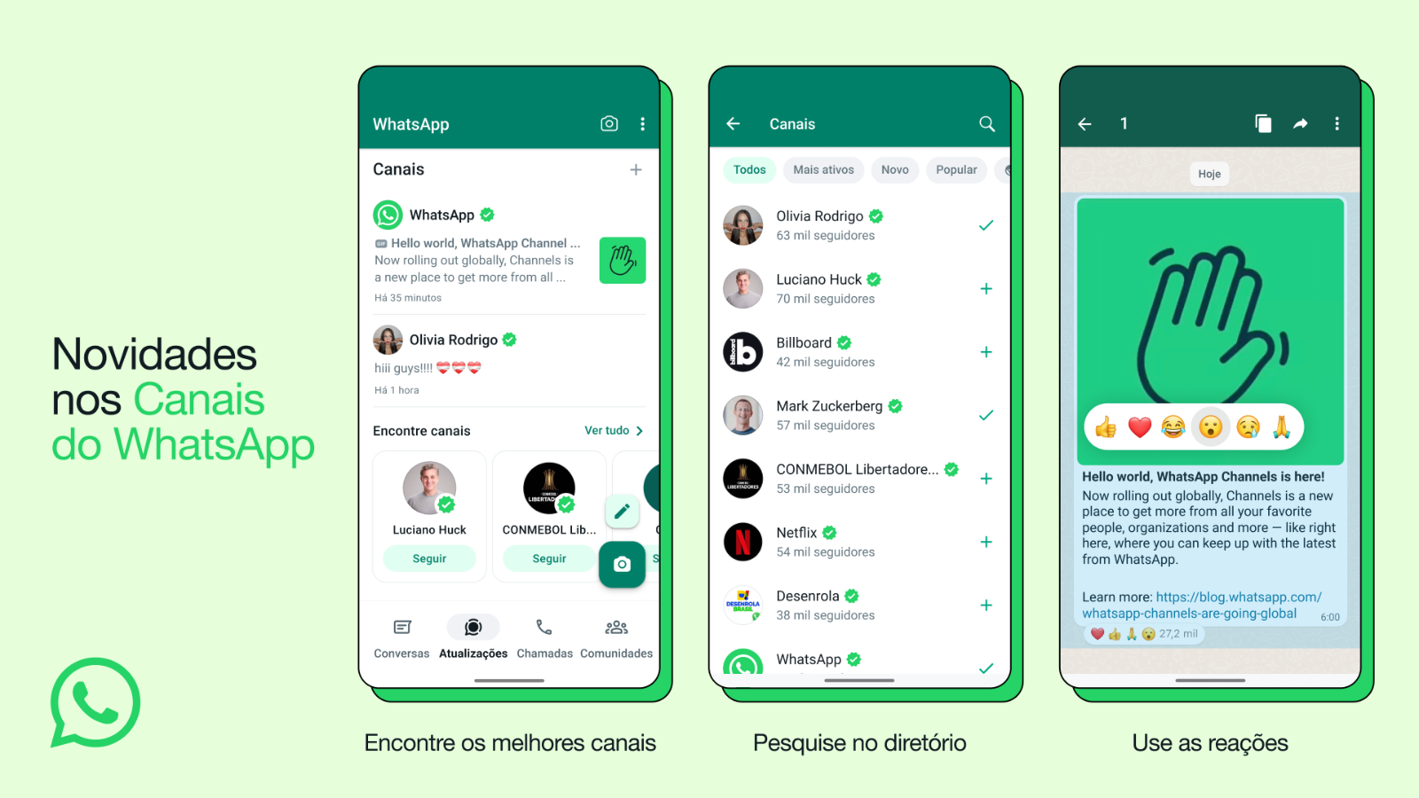 Layout do WhatsApp Canais