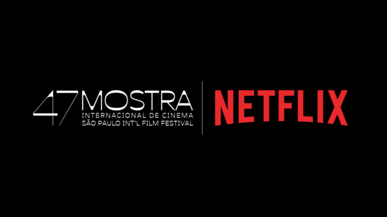 Logo Mostra Internacional de cinema se São Paulo ao lado do logo da Netflix, que terá um prêmio no festival esse ano