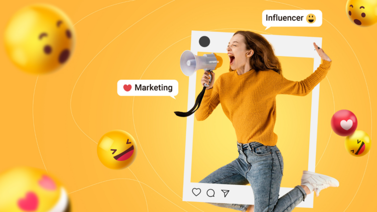 imagem de pessoa com megafone e as palavras "influencer marketing" na imagem