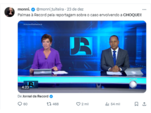 usuário comentado sobre reportagem da band sobre a choquei