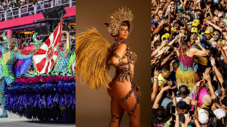 desfile de escola de samba, paolla oliveira de onça e ivete sangalo no carnaval