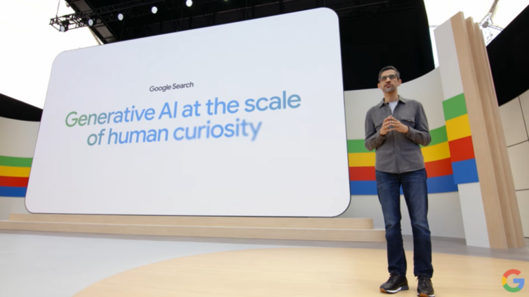 imagem da conferir Google I/O em que as ferramentas de IA foram anunciadas
