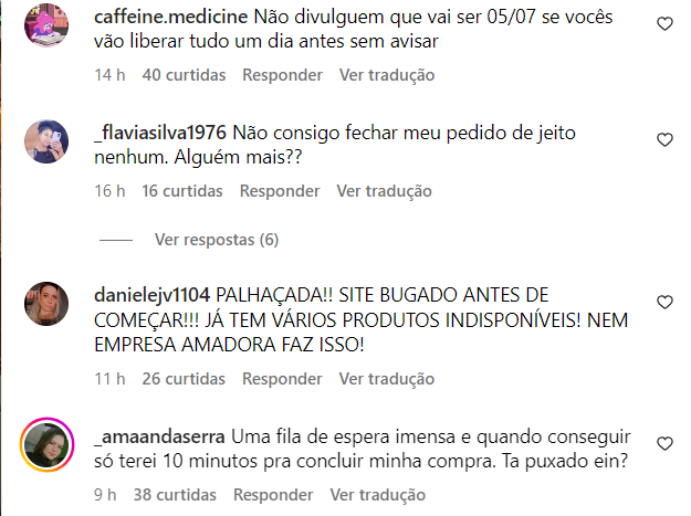 imagem de pessoas criticando a promoção da granado