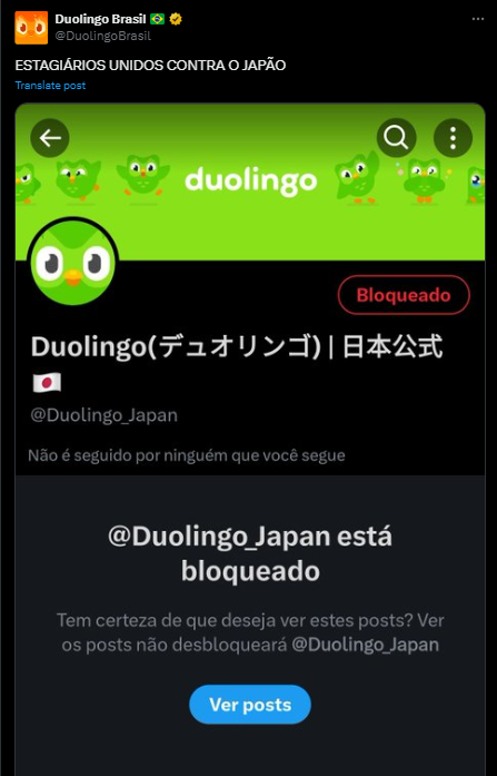 print do x em que duolingo bloqueia a versão japonesa